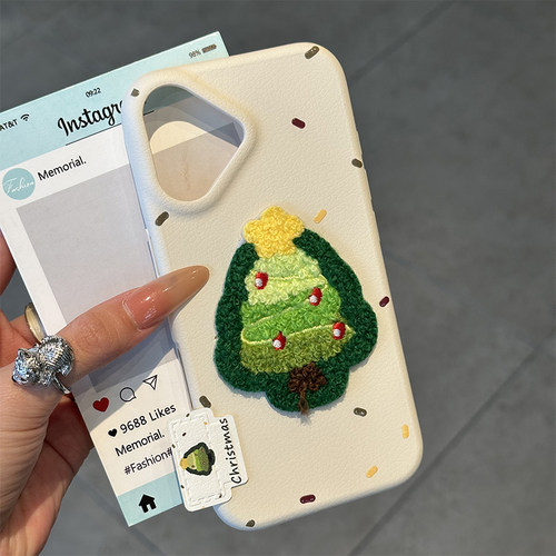 刺绣圣诞树标签新款适用苹果17Pro手机壳iPhone16max小米15华为mate80pura70k80nova14荣耀400x300oppofindx8 - 图3