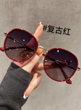 高清偏光太阳镜女款2025新款高级感复古圆形开车专用防紫外线墨镜
