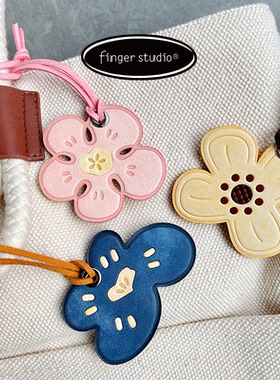 fingerstudio指作真皮花朵包挂件