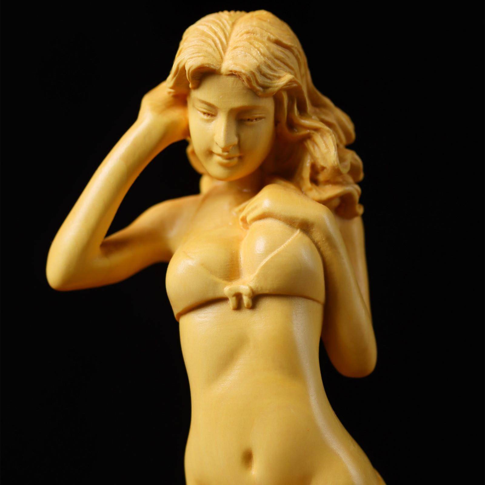 753厂家直供黄杨木雕女刻人体美意艺术女摆件神汽车摆件创家居摆 - 图2