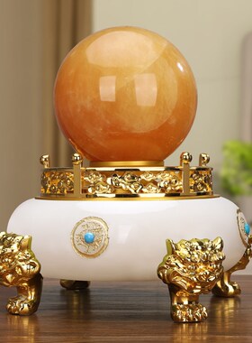 时来运转琉璃玉水晶球聚宝盆摆件客厅玄关酒柜办公装饰店铺开业礼
