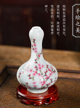 景德镇陶瓷花瓶粉彩中式复古客厅玄关柜瓷瓶摆件一对装饰品蒜头瓶