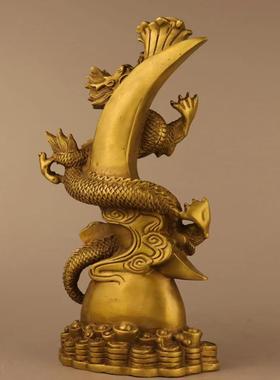 直销新款铜龙摆件飞龙在天黄铜五爪青龙戏珠装饰品生肖龙形工艺品