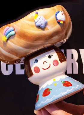 新款直销水杯马克杯女高颜值陶瓷可爱甜品碗燕麦片早餐牛奶卡通办