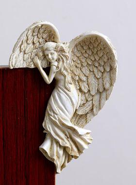 直销新款跨境救赎天使门框装饰觉醒翅膀墙壁挂 天使女孩雕塑吊坠