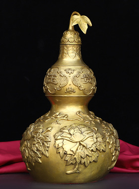 纯铜开盖葫芦摆件富贵玉堂家居工艺装饰品摆件吉祥富贵铜葫芦摆件