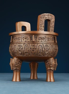 紫铜克鼎摆件纯铜鼎开业礼品千秋鼎盛中式家居客厅办公室装饰摆件