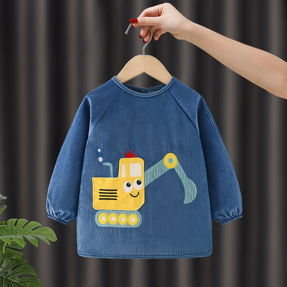 Cartoon cute corduroy waterproof and anti-dirty children's coveralls