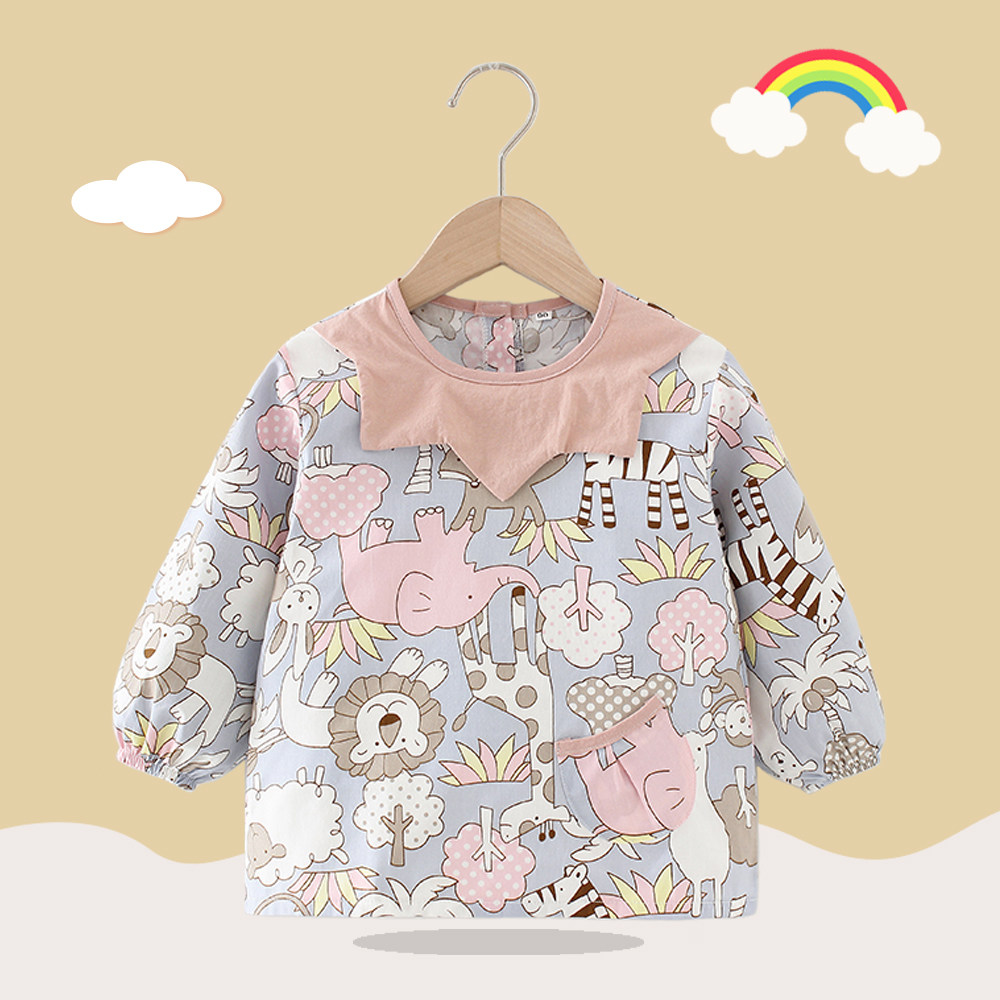 春秋纯棉宝宝罩衣儿童围裙防水防脏男女宝宝吃饭围兜婴幼儿反穿衣,淘宝优惠券,粉丝福利购,淘宝优惠卷