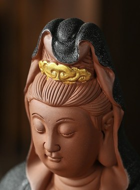 辉道 陶瓷工艺渡海观音菩萨自在观世音客厅饰品玄关禅意摆件