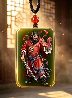 【师傅推荐】新款国风天师钟馗仿玉石工艺玻璃时尚吊坠