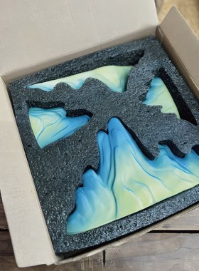 假山摆件新中式禅意摆设桌面鱼缸造景微景观只此青绿千里江山文创