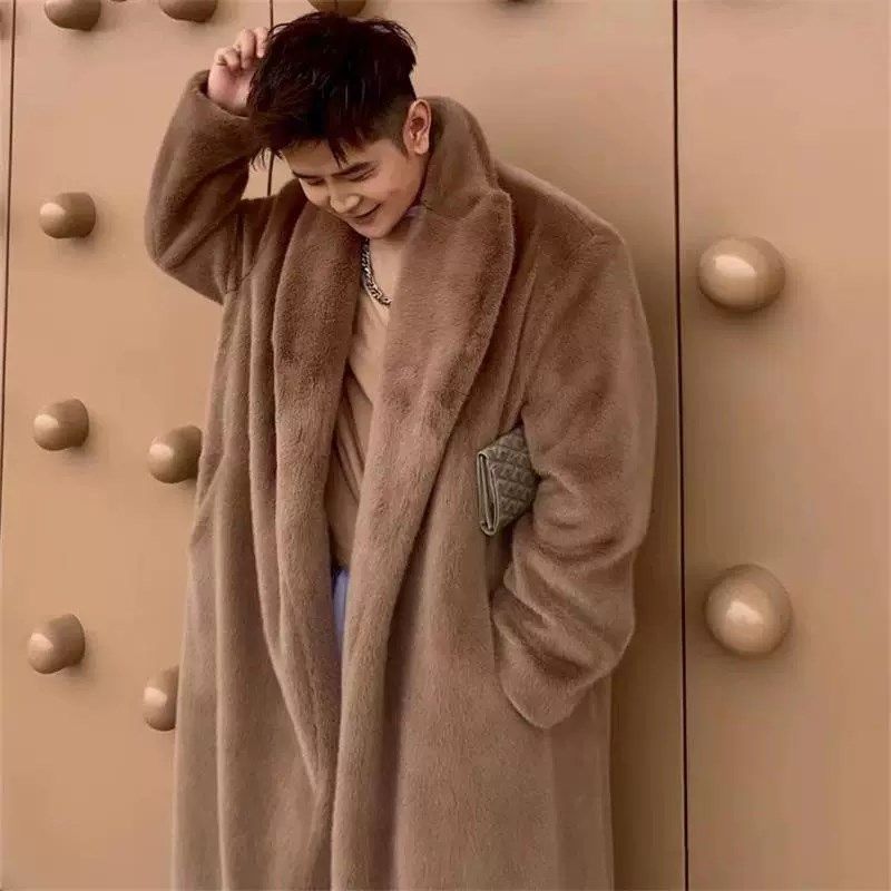 男秋冬大衣保暖皮衣环保仿皮草加棉绒大码宽松过膝毛绒外套风衣潮,淘宝优惠券,粉丝福利购,淘宝优惠卷