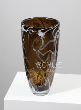 白简约居桌面挑OHH棕色手工琉璃花器样板间客厅餐厅台家面软饰摆