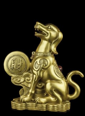 铜狗摆件纯铜西北缺角生肖狗补角生肖狗家居客厅装饰金属狗工艺品
