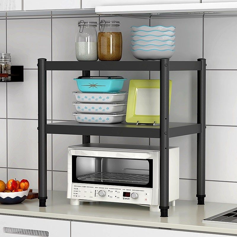 厨房置物架落地黑色碳钢夹缝整理货架二三四五层微波炉烤箱锅架子,淘宝优惠券,粉丝福利购,淘宝优惠卷