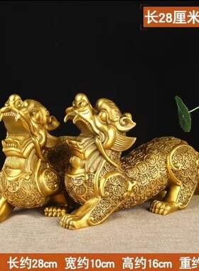 纯铜金钱貔貅摆件客厅玄关办公室吧台家用大小号Z家居装饰品