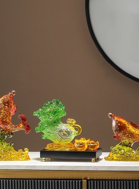 招财白菜摆件高档客厅电视酒柜领导办公室桌面装饰品Y乔迁新居礼