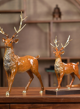 朱炳仁铜 崭露头角 铜工艺品办公室装饰摆件铜鹿办公桌摆件