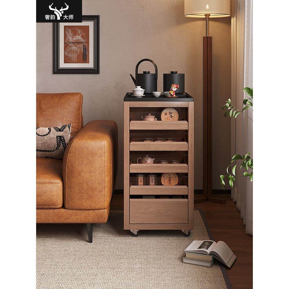 可移动茶台家用小茶车实木煮茶茶水柜沙发边柜客厅展示柜阳台茶桌,淘宝优惠券,粉丝福利购,淘宝优惠卷