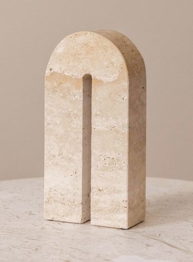 洞石大理石摆件饰品样板房售楼部现货定制装饰品工艺品