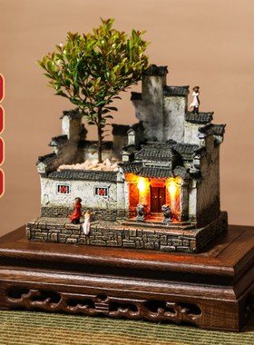 热销人在都市,心在江南!茶室禅意装饰微景观盆栽灯笼可亮送武侠