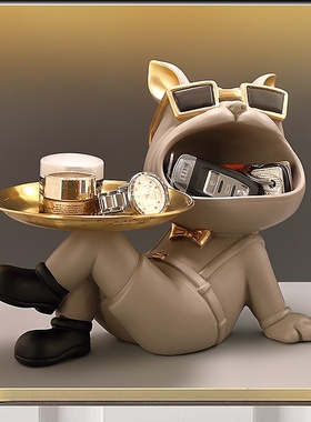 热销轻奢招财狗入户玄关钥匙收纳客厅桌面摆设乔迁礼物家居装饰品