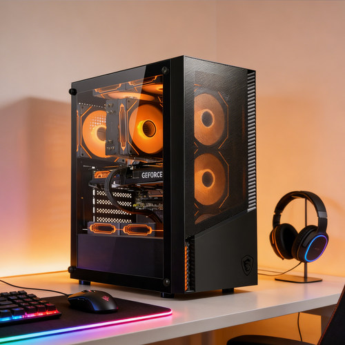 微星AMD锐龙主机5600/5700X/5500X3D/RTX5060Ti/7650GRE/9060XT台式电脑整机办公游戏电竞DIY组装机海景房 - 图0