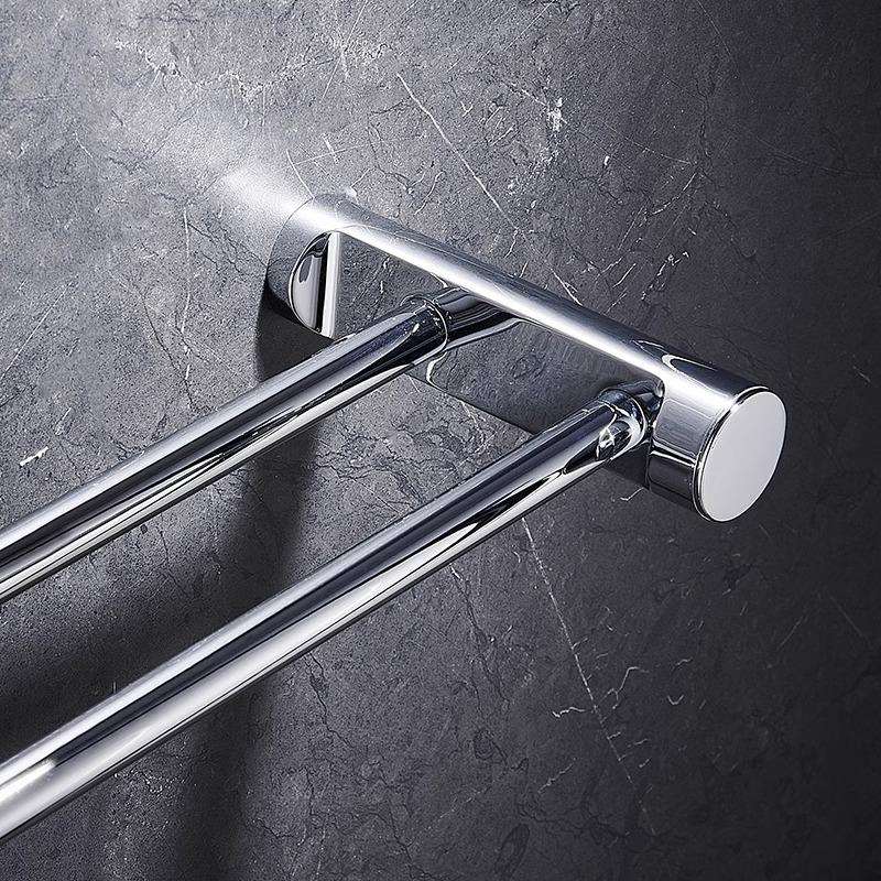 毛巾杆打架双孔MYJ浴室卫生间镀巾铬单杆挂毛浴巾置物架壁挂式收 - 图2