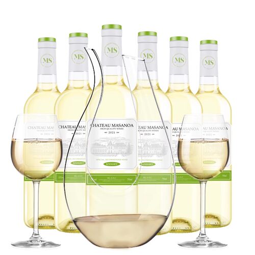 玛莎诺娅骑士古堡半甜型白葡萄酒12度750ml6支装整箱送U型酒具 - 图0