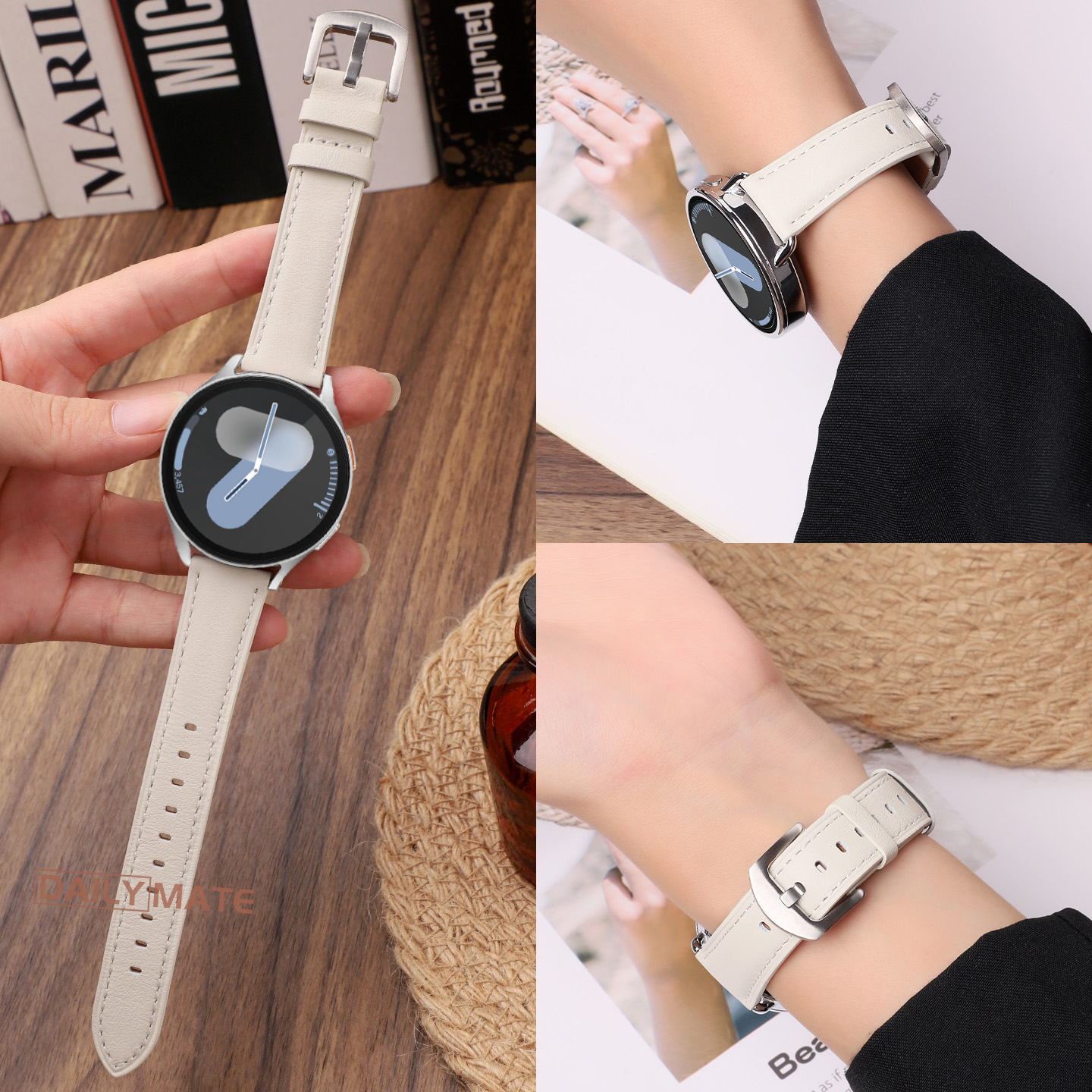 适用于三星手表Watch7表带新款真皮Watch6Classic运动腕带watch4/5pro时尚watch3通勤商务Gears3/2表链Active - 图1