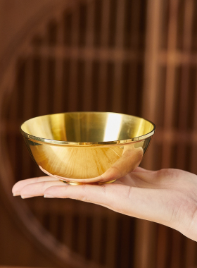 热销纯铜铜碗摆件铜筷子餐具套装饭碗家用加厚黄铜金碗供佛供水碗