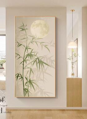 木竹报平安玄关装饰式画风入户正对VGH门壁画新中竹原子走廊过道