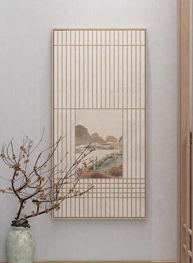 新中式禅意客厅装RNV饰茶画式原木画风挂玄关走廊尽头室日书房壁