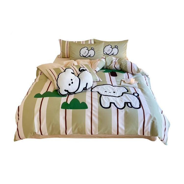 1YLS-2024床卡通棉风100S高长绒四件套可爱数码印花全棉支被套儿 - 图3