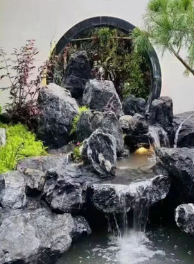 天然黑山石枯山水庭院假山石