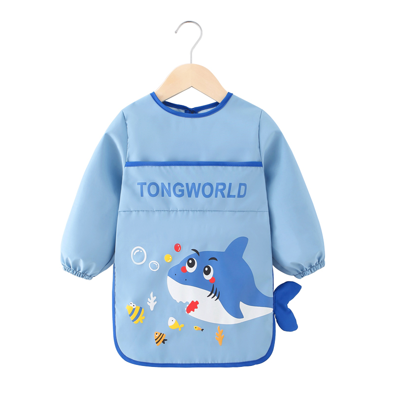 Children's painting apron baby smock eating bib male C kindergarten painting art waterproof anti-dirty reversible rice