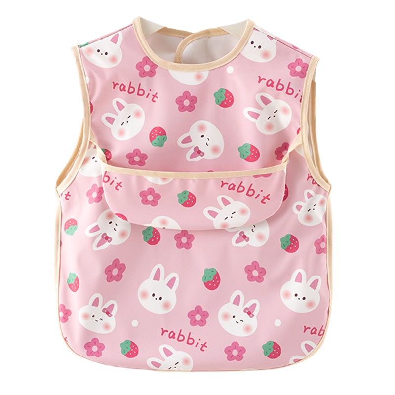 Baby eating bibs, children's waterproof, washable, summer thin, sleeveless, boys and girls, children's food supplement coveralls PU