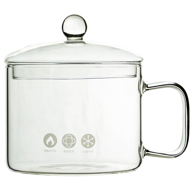 大容量可以泡面的玻璃杯单把手带盖玻璃碗高硼硅加厚耐高温可明火,淘宝优惠券,粉丝福利购,淘宝优惠卷
