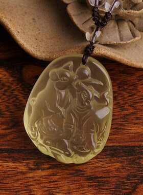 2024生肖属牛锦牛保岁吊坠男女款天然黄水晶项坠双牛护岁加强挂件