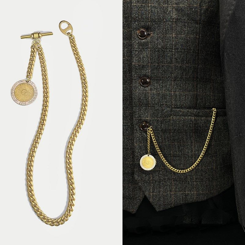 不褪色铜复古马甲链男西装驳x头链多用胸花怀表配链腰链钥匙扣配,淘宝优惠券,粉丝福利购,淘宝优惠卷