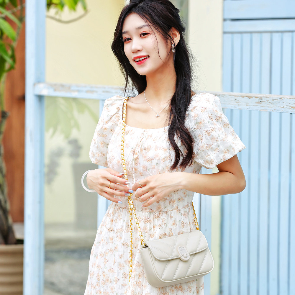 Disney迪士尼2026春夏新款小香风菱格链条包女百搭单肩斜挎小方包