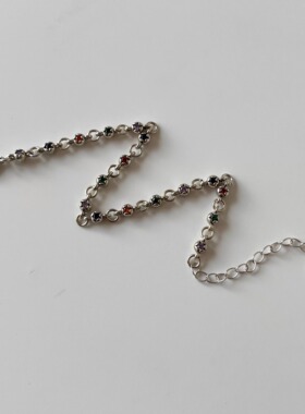 复古彩色锆石星星圆珠手链