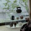 Grass and Wood Temple sliding door acrylic tea shed tea set storage display bo ancient shelf indoor home shelf dustproof