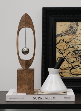 中古侘寂风金属摆球装饰品摆件样板间售楼处书房写字桌书柜装饰品