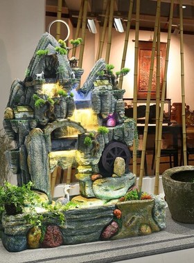 大型假山流水喷泉摆件别墅户外花园庭院阳台鱼池造景酒店落地水景