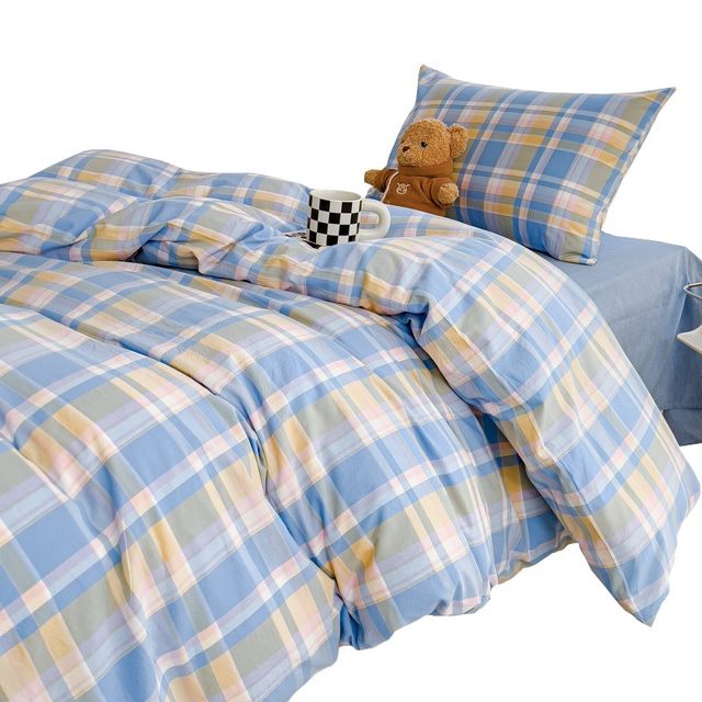 Class A students' complete cotton three-piece set 100 wash cotton single quilt cover bed sheet hat dormitory bedding