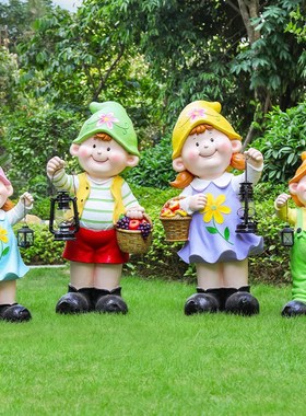 户外花园装饰读书小孩人物雕塑幼儿园玻璃钢娃娃园林景观小品摆件