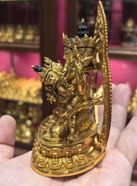 密集金刚/密聚金刚/桑堆/桑顿多杰/12cm金铜佛像梵天造像供奉摆件