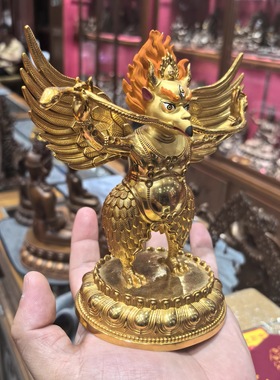 大鹏金翅鸟/大鹏鸟/迦楼罗/15cm金铜佛像梵天藏传佛堂供奉摆件